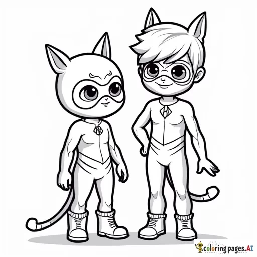 Coloring page Ladybug & Cat Noir from the kids TV Show