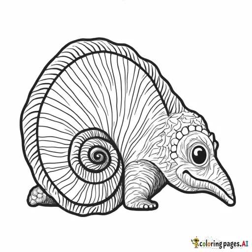 Colouring black and white ammonite for kids