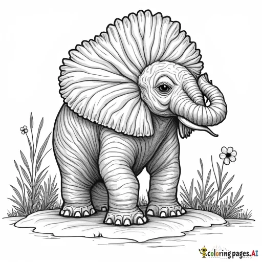 Colouring black and white ammonite for kids