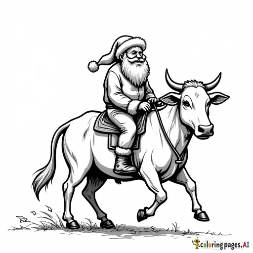 country santa riding a cow