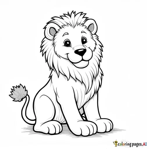Crea un disegno in bianco e nero di un animale carino (es. leone) per un libro da colorare per bambini. Linee semplici, nessuno sfondo, senza ombreggiature, pronto per la stampa in formato 7.5x11 pollici - Free Printable Coloring Page