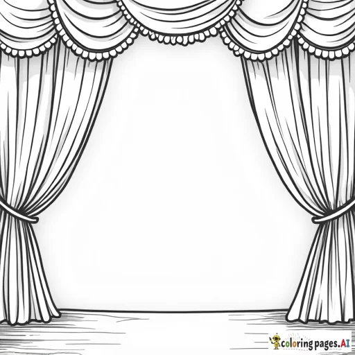 create a black and white coloring page to represent the theatre