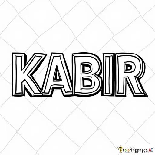 create a coloring page that says "KABIR" football theme
