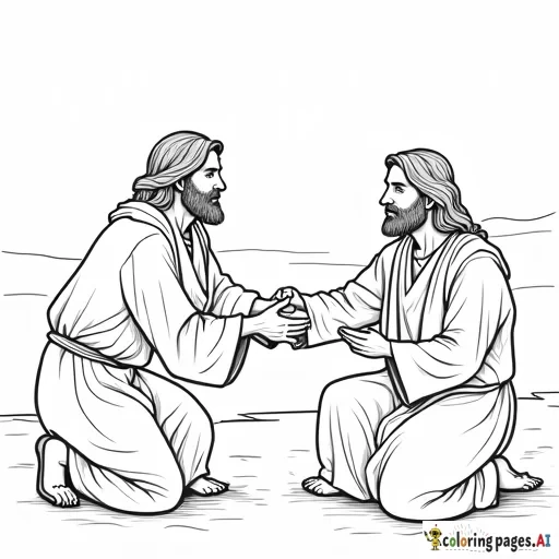 create a coloring picture for preschoolers of jesus healing the the 10 sick men