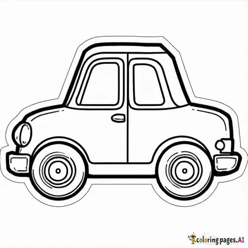 "Create a fun, simple cut-and-paste activity for a 3-year-old to build a car. The sheet should include several large, easy-to-cut-out pieces that, when assembled, form a complete car. The pieces should be labeled clearly (e.g., wheels, body, windows, headlights) and should be drawn in bold, thick lines for easy coloring and cutting. The car should be cartoonish and colorful, with oversized features to keep the design friendly and engaging for young children. Include a simple outline of how the pieces fit together, showing the body of the car, the four wheels, windows, and basic details like headlights or a smiley face on the front of the car to make it playful. The background should be minimal, allowing the focus to stay on the car-building activity."