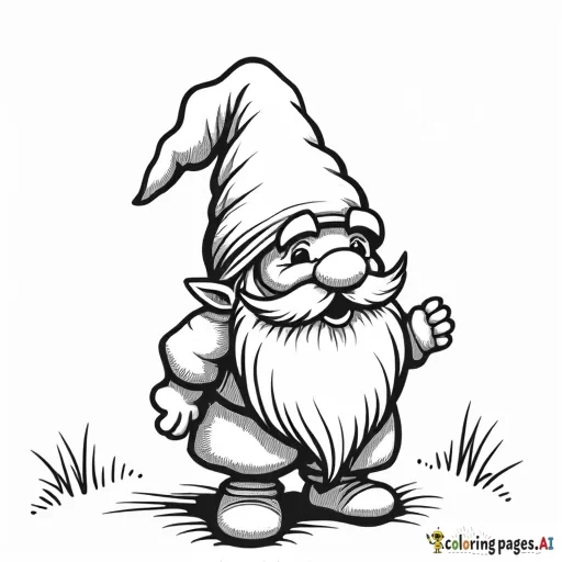 create a simplistic coloring page of a gnome