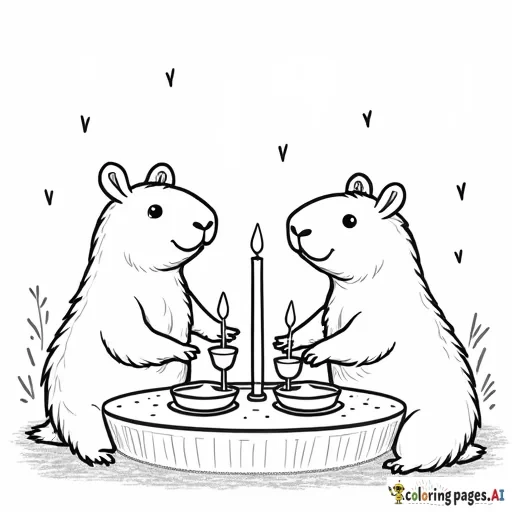 cute capybaras having a candlelit dinner date