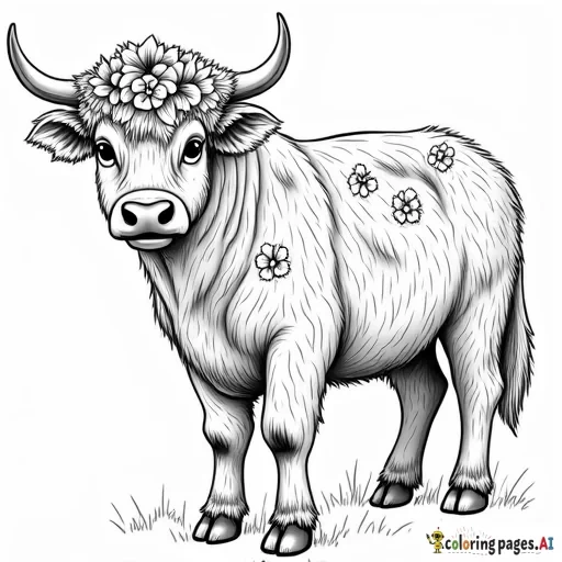 cute floral highland cow