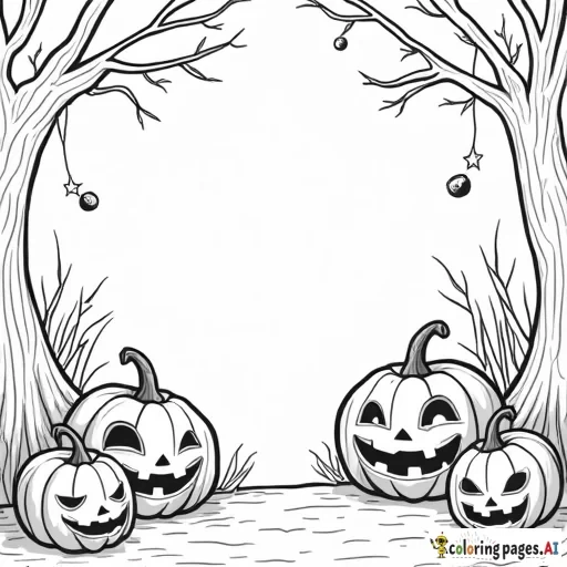 cute Halloween decorations outline only, no color
