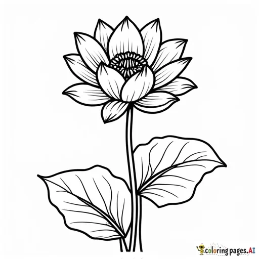 Cute lotus , Coloring Page, black and white, line art, white background, Simplicity, Ample White Space. The background of the coloring page is plain white to make it easy for young children to color within the lines. The outlines of all the subjects are easy to distinguish, making it simple for kids to color without too much difficulty