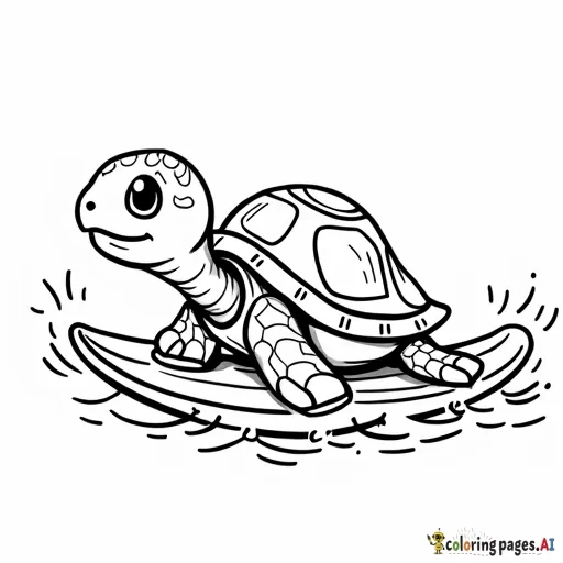 cute turtle surfing