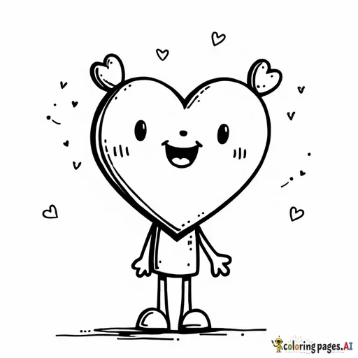 CUTE VALENTINE HEARTS CARTOON CHARACTER