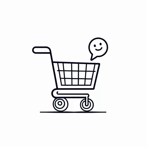 Design a logo for a shopping assistant app called 'ShoppingBuddy.' The logo should feature a friendly shopping cart icon integrated with a chat bubble, symbolizing interaction and assistance. Use a minimalistic and modern design style with a focus on clean lines and simplicity. The color scheme should include soft blue (trust and technology), green (freshness and growth), and white (clean and user-friendly). Incorporate modern typography that complements the futuristic and approachable theme of the app.