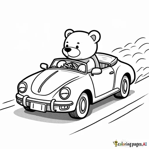 detailed bear driving a car