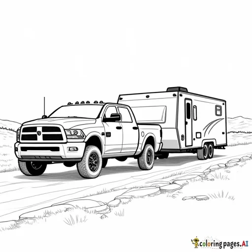 Dodge ram pulling a camping trailer'
