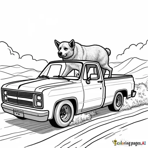 Dog driving a dodge ram