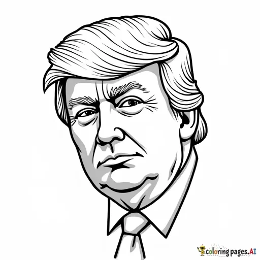 donald trump as a realistic molar tooth, coloring book page, black and white, realistic