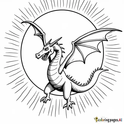 dragon flying through a sun