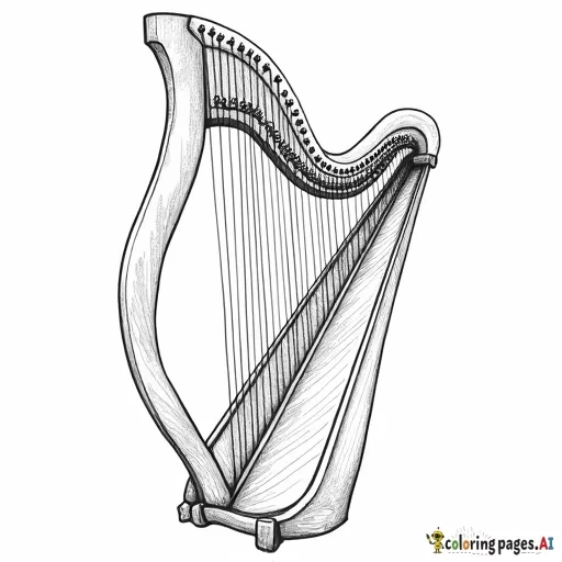 draw a harp adult coloring page black and white