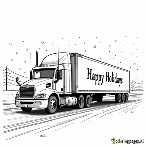 eighteen wheeler truck that says happy holidays