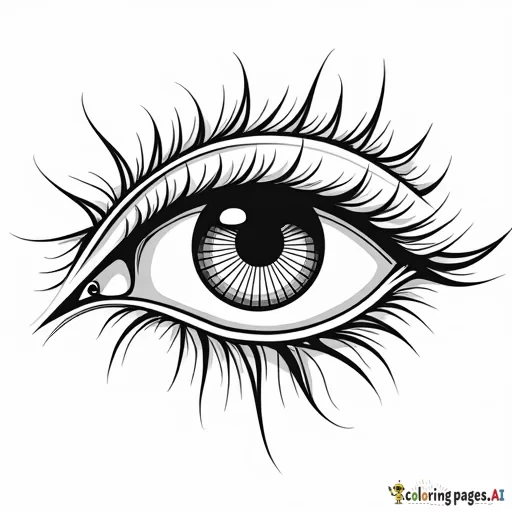 ELEGANT FEMININE EYE OF HORUS SYMBOL  , Coloring Page, black and white, line art, white background, Simplicity, Ample White Space. The background of the coloring page is plain white to make it easy for young children to color within the lines. The outlines of all the subjects are easy to distinguish, making it simple for kids to color without too much difficulty