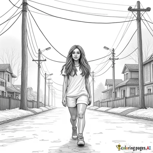 Frame Marley walking briskly under the streetlights, placing her in sharp focus. The background should feel distant, with a shallow depth of field that blurs the misty street and the dark shadows around her. Gaffer: Set a soft key light from the streetlights that highlights Marley’s face, creating a subtle halo around her. The rest of the neighborhood should remain darker and blurred, amplifying her isolation in the quiet suburban world.