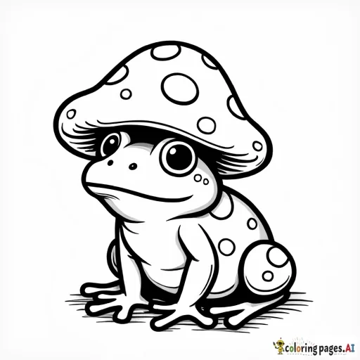 frog wearing mushroom hat cute