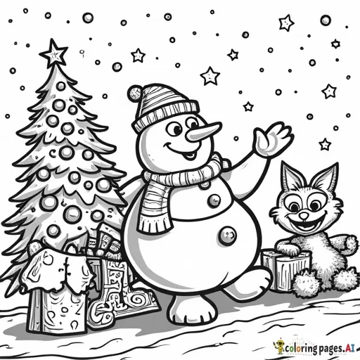 frosty the snowman + border collie + excavator + the grinch + elmo + christmas tree + christmas decor