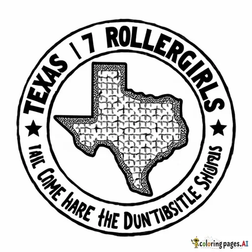 generate a coloring page from the texas rollergirls circle logo
