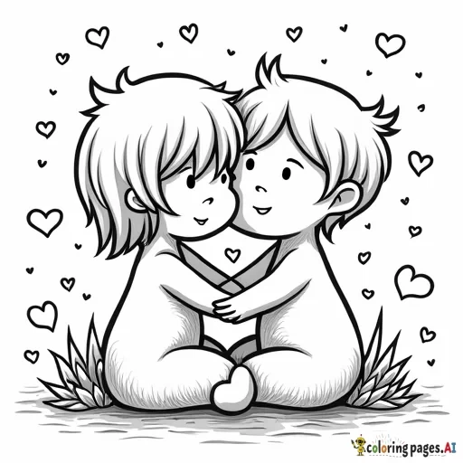 Generate coloring sheets that describe love