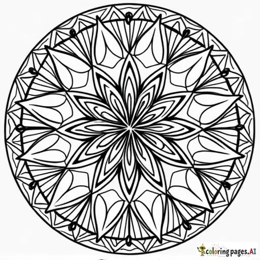geometric mandala, sacred geometry, complex line art, for stress relief coloring