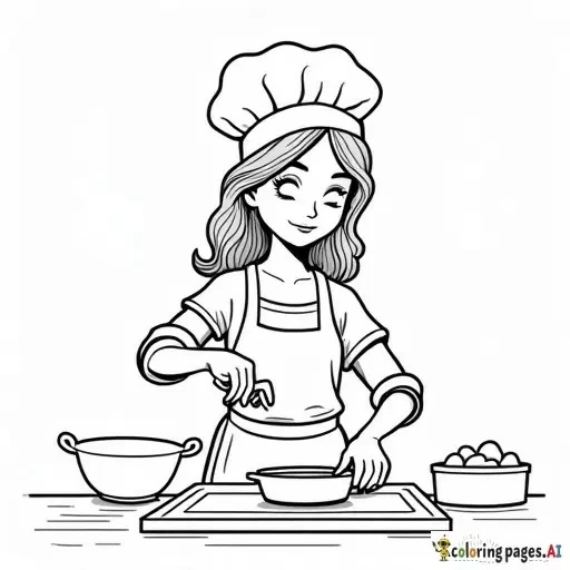 girl cooking in the kitchen