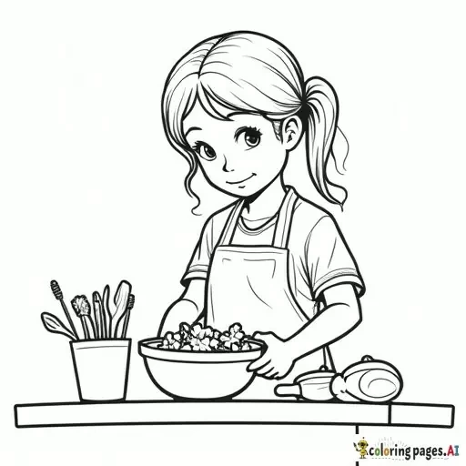 girl cooking in the kitchen