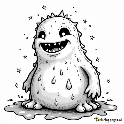 gooey monster stuck in bottle in fantasy world