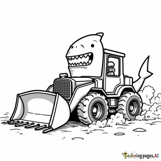 grandma shark driving bulldozer