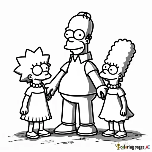 homer und seine familei - Free Printable Coloring Page