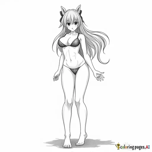 Hot anime girl, naked, bent over with her ass in the air