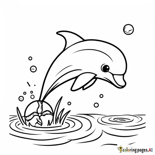 I need a dolphin in the sea playing with a ball