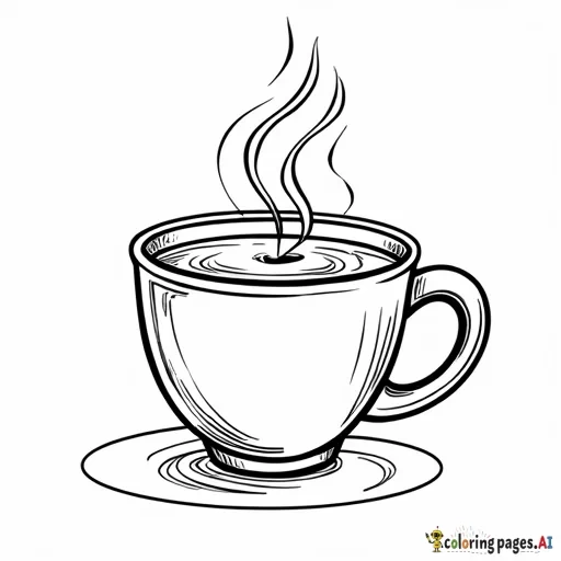 I want to design a 1 sheet coloring page on a regular sheet of letter paper for della coffee. Can you come up with one that includes a word search with coffee words, tick tac toe, a cute picture to color and anything else that might be good? Suited for the age ranges of 4-8.