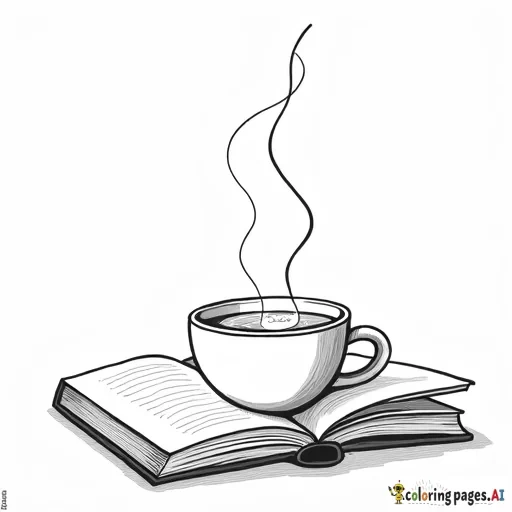 a cup of coffee with a book on the side