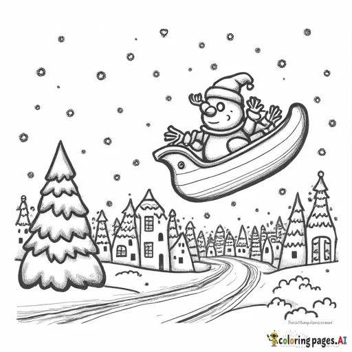 Ironman and santa flying over a christmas town