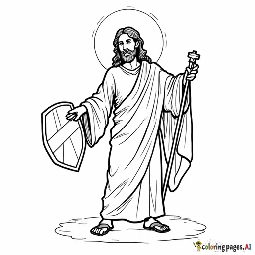 Jesus and a shield