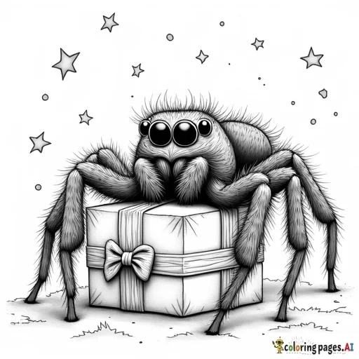 jumping spider opening presents on christmas