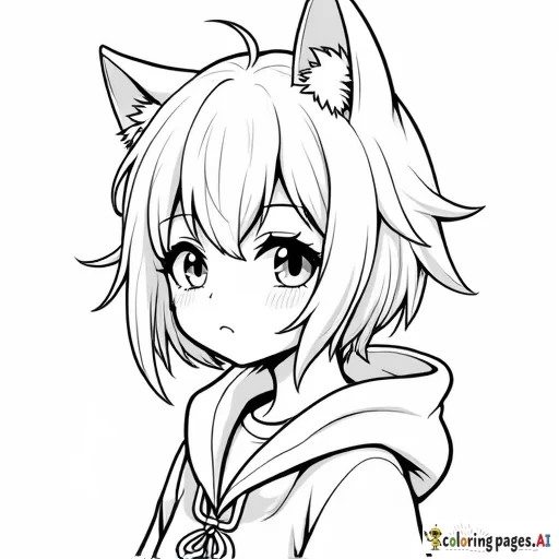 Kawaii anime girl with a wolf cut hairstyle aesthetic