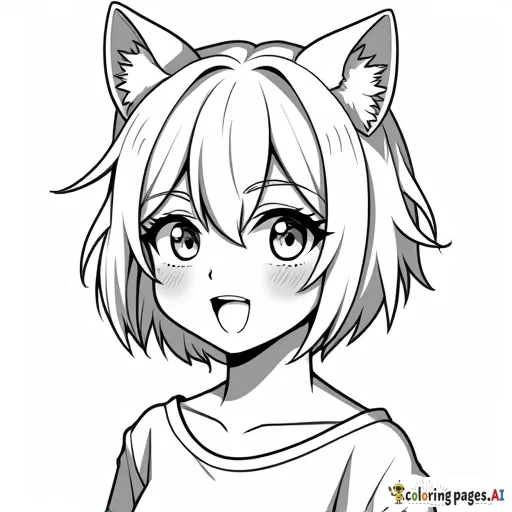 Kawaii anime girl with a wolf cut hairstyle aesthetic