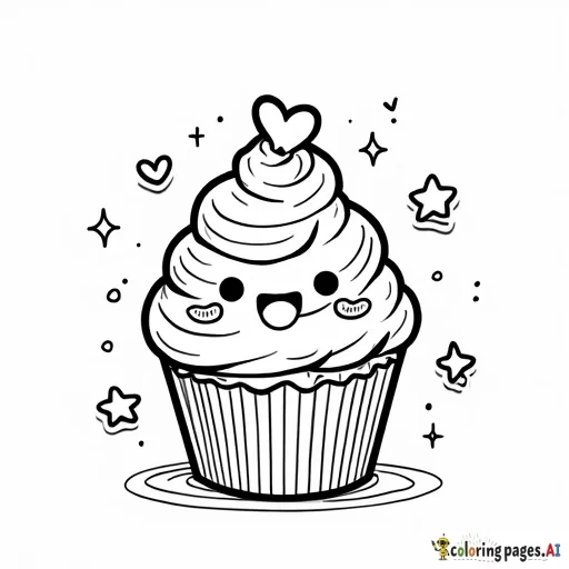 kawaii happy laughing and dancing cupcakes