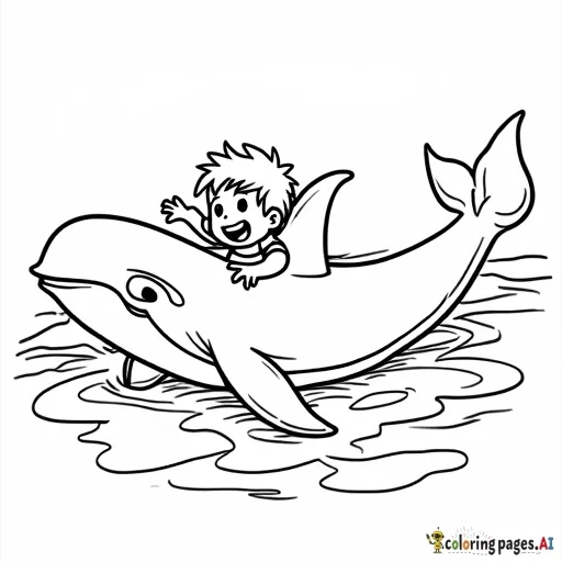 kid danger riding an orca in the ocean