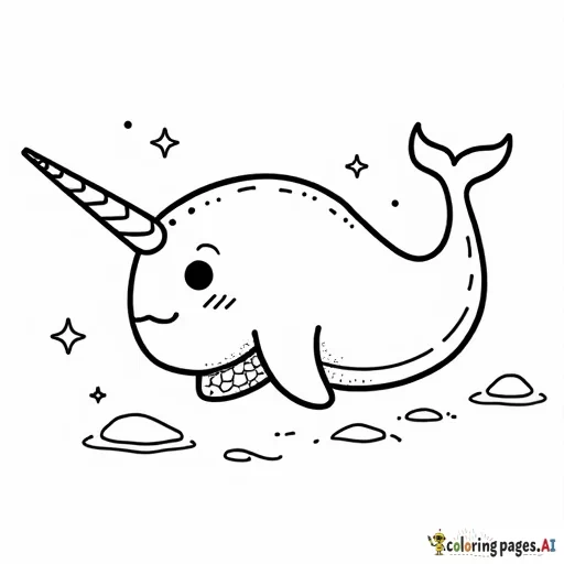 kids narwhal coloring page