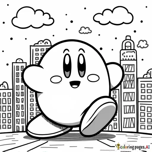 kirby holding a city