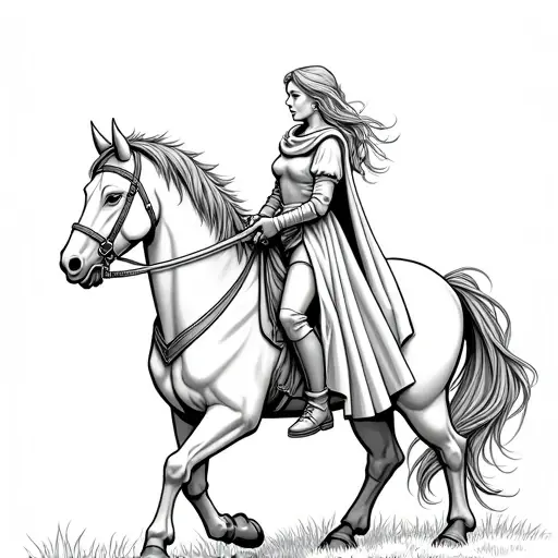 knight with maiden - Free Printable Coloring Page